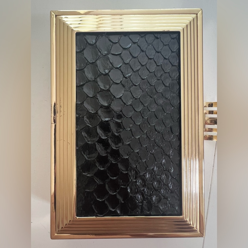 Chic Designer Black and Gold Clutch - Picture 10 of 11